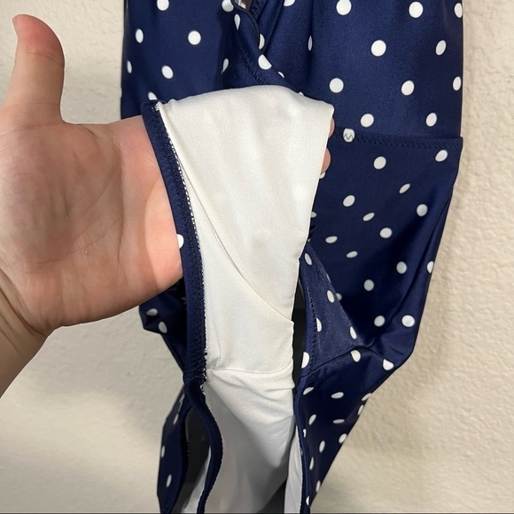 𝅺*Old Navy Halter One-Piece Navy Blue Bathing Suit w/ White Polka Dots - Size S - Picture 5 of 8